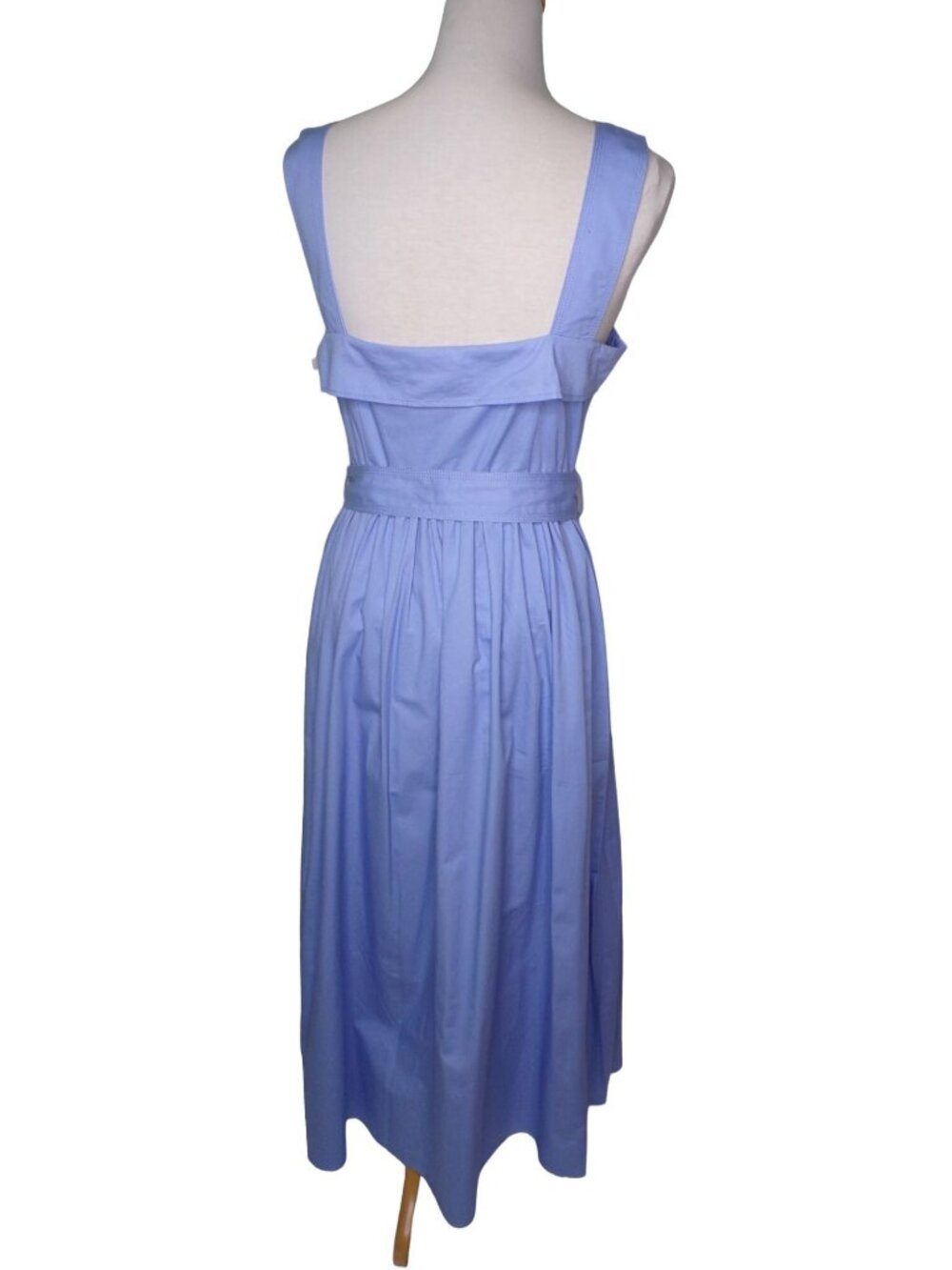 🆕 STINE GOYA Stina Belted Midi Dress Rhinestone Buttons Cotton Blue Medium - Picture 10 of 11